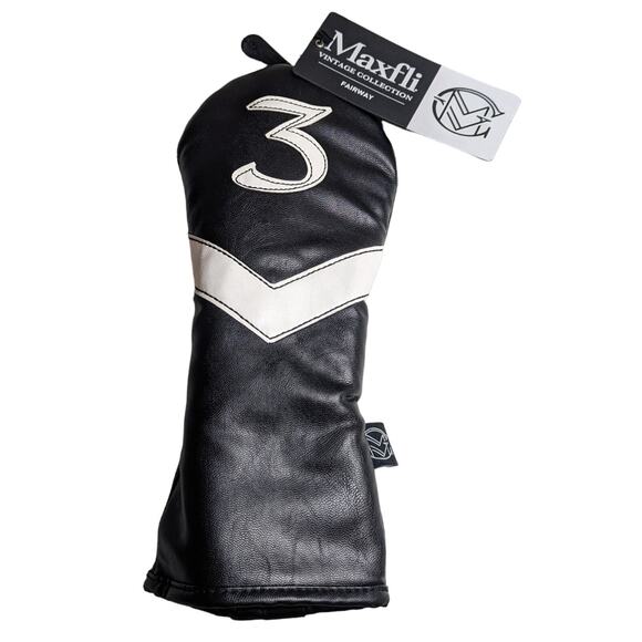3x Maxfli Vintage Collection Black/White Golf Head Cover Driver/Fairway/Hybrid X - Picture 4 of 5
